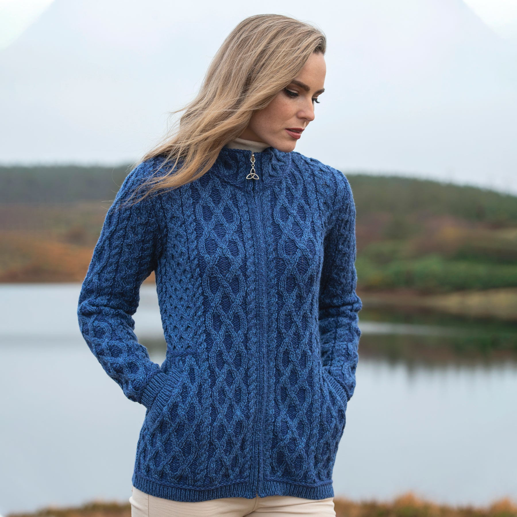 Aran zip cardigan shop