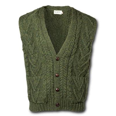 Aran Knit Vest- Green - Creative Irish Gifts