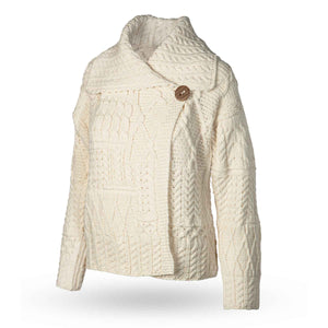 Patchwork Aran Knit Cardigan, Cream - Creative Irish Gifts