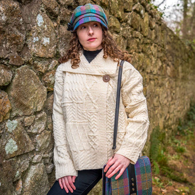 Patchwork Aran Knit Cardigan, Cream - Creative Irish Gifts