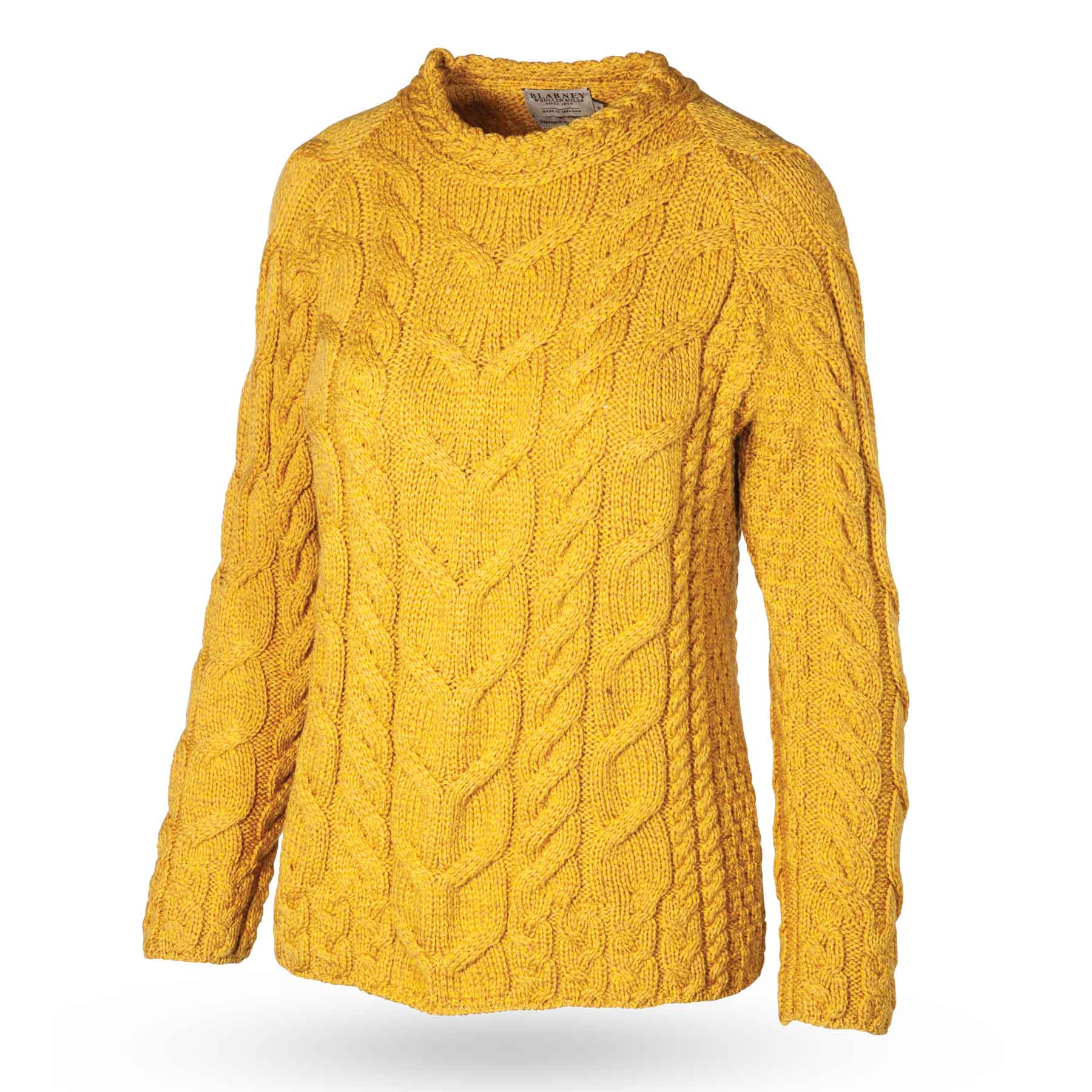 Aran Cable Knit Sweater Mustard Yellow