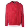 Classic Aran Knit Crewneck Sweater, Red - Creative Irish Gifts