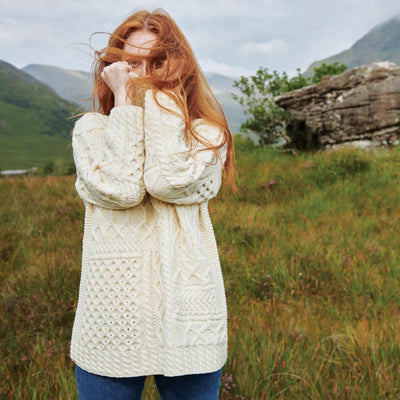 Oversized Patchwork Aran Knit Sweater, Cream - Creative Irish Gifts