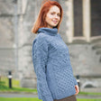 Oversized Patchwork Aran Knit Sweater, Denim Blue - Creative Irish Gifts