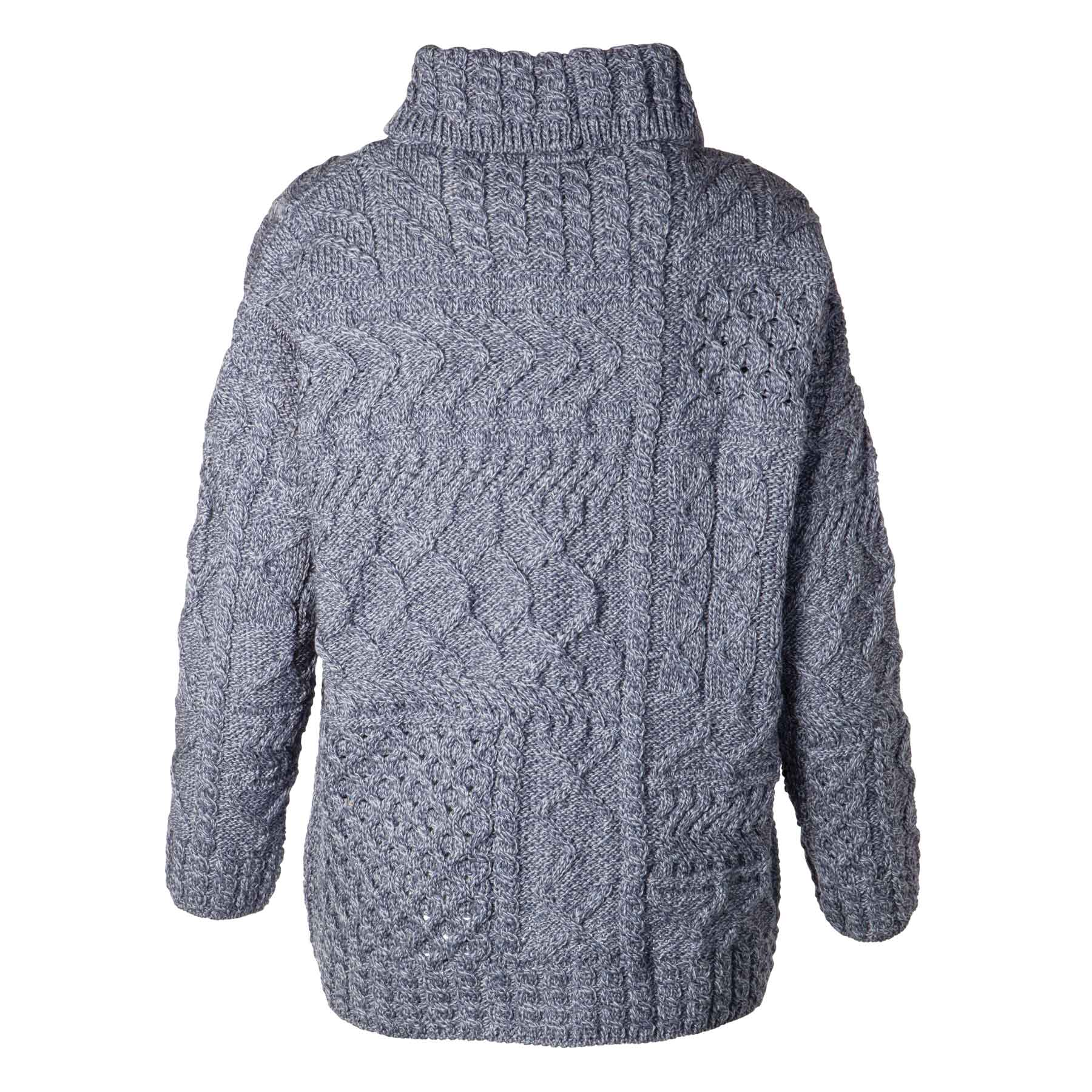 Oversized Patchwork Aran Knit Sweater- Denim Blue Oversized Patchwork Aran Knit Sweater- Denim Blue