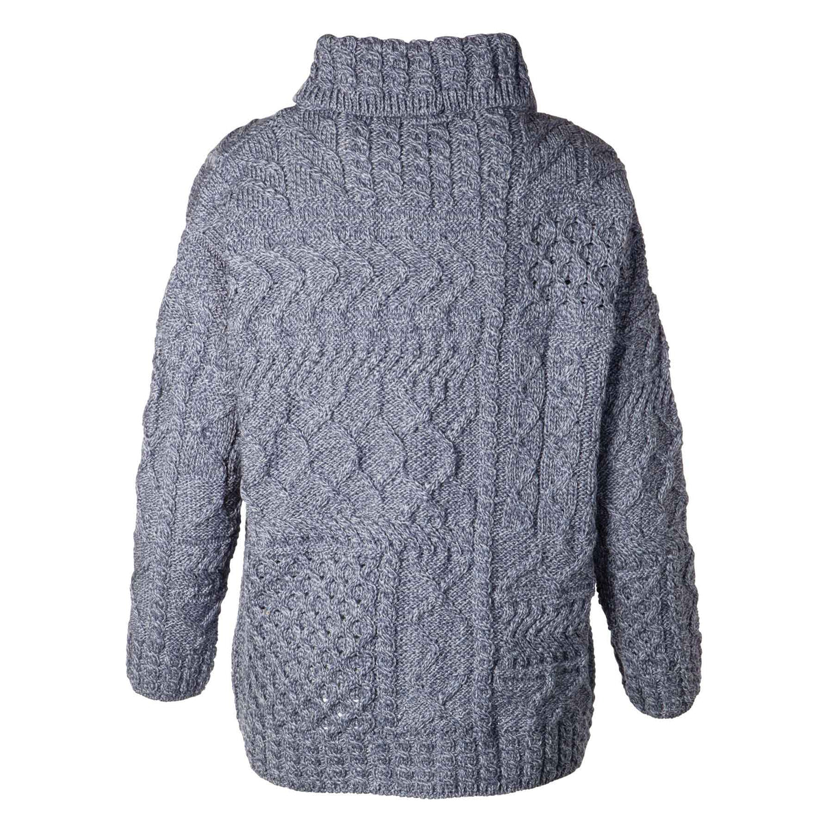 Oversized Patchwork Aran Knit Sweater, Denim Blue - Creative Irish Gifts