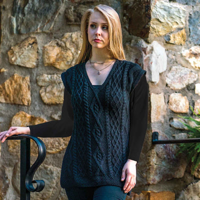 Aran Knit Sweater Vest, Black - Creative Irish Gifts