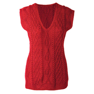 Aran Knit Sweater Vest, Red - Creative Irish Gifts