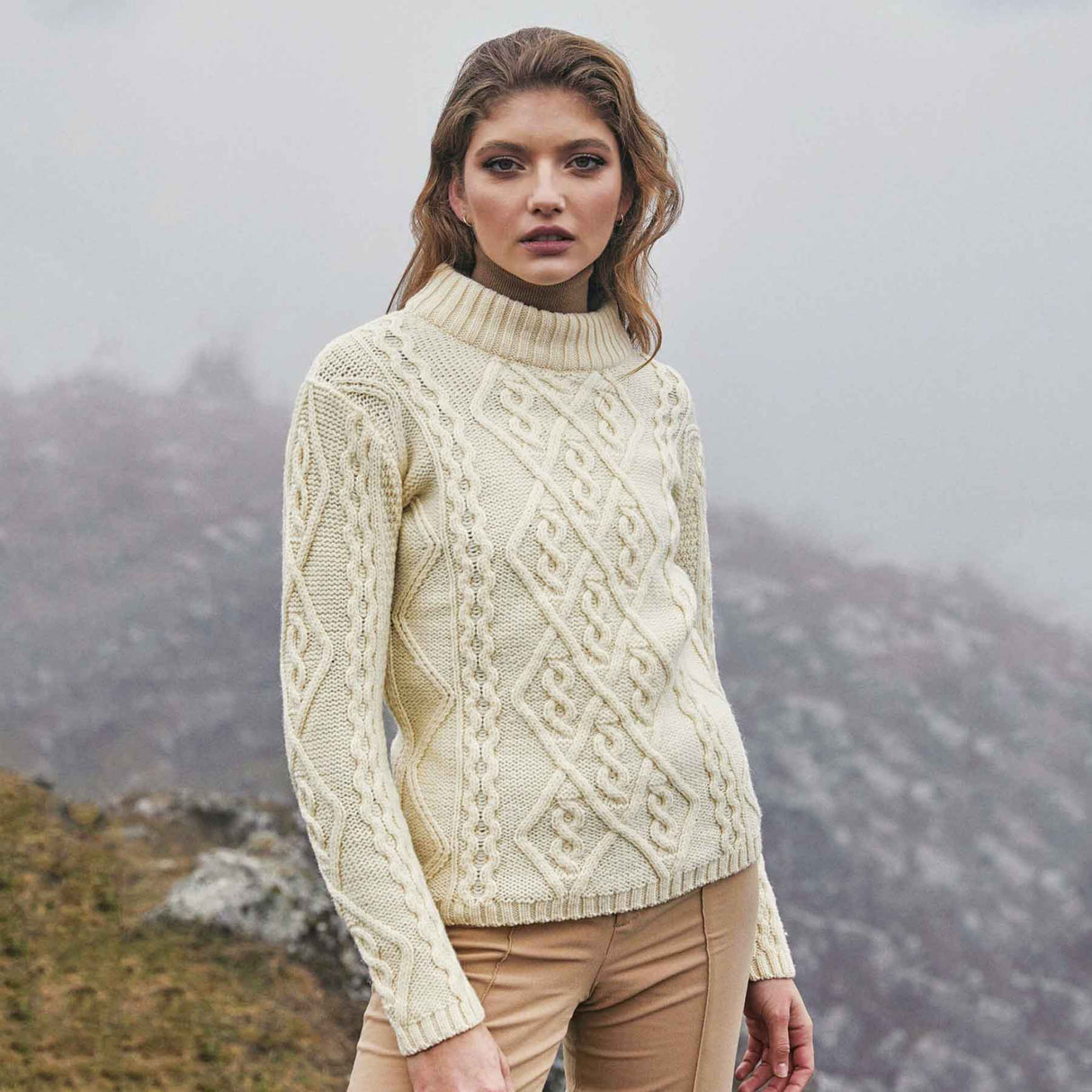Turtleneck Sweater, Cream - Creative Irish Gifts