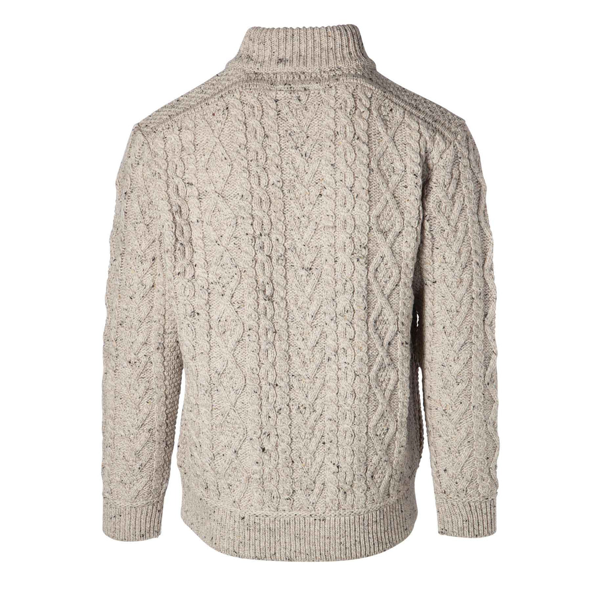 Boyne Men's Zip Up Aran Knit Cardigan Oatmeal1