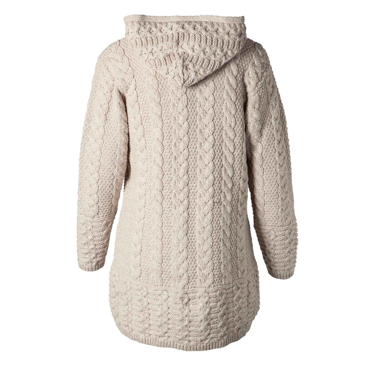 Zip Up Hooded Aran Knit Jacket, Oatmeal - Creative Irish Gifts