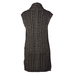 Aran Knit Long Vest, Charcoal Mix - Creative Irish Gifts