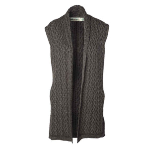 Aran Knit Long Vest, Charcoal Mix - Creative Irish Gifts