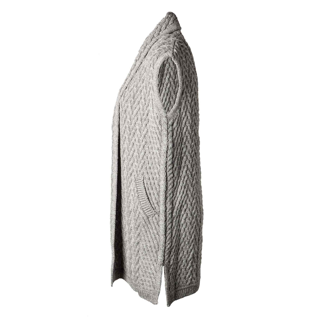 Aran Knit Long Vest, Soft Grey - Creative Irish Gifts