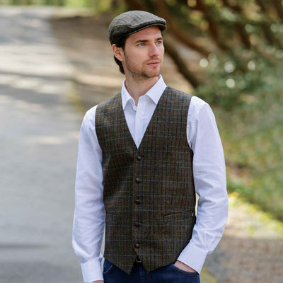Blue Green Plaid Tweed Vest - Creative Irish Gifts