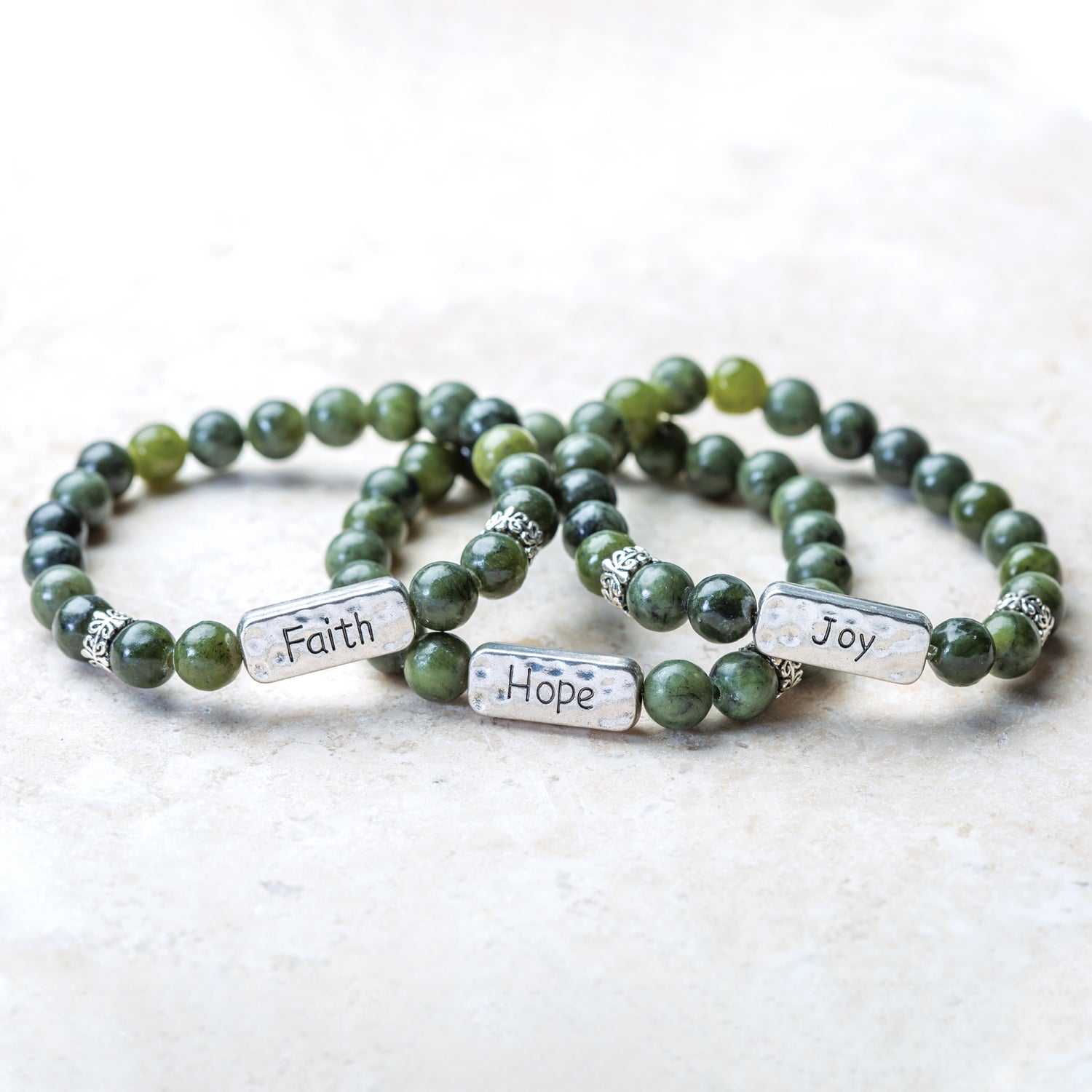 Connemara Marble Beads Bracelet, Faith Charm | Fast Shipping from the US