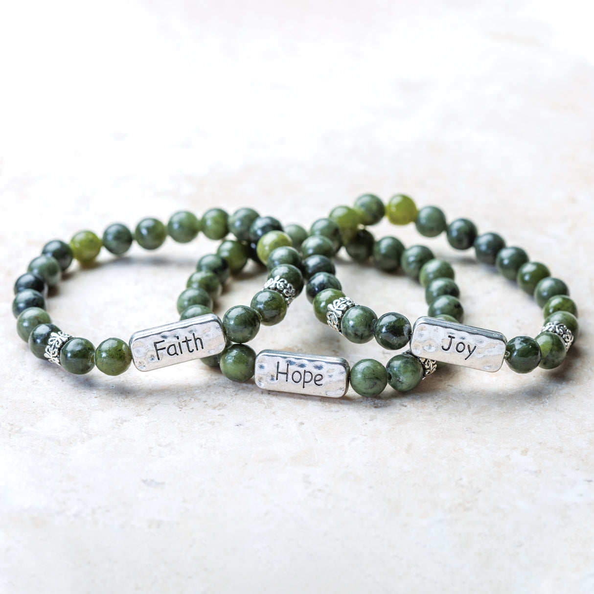 Connemara Marble Beads Bracelet, Faith Charm-Creative Irish gift