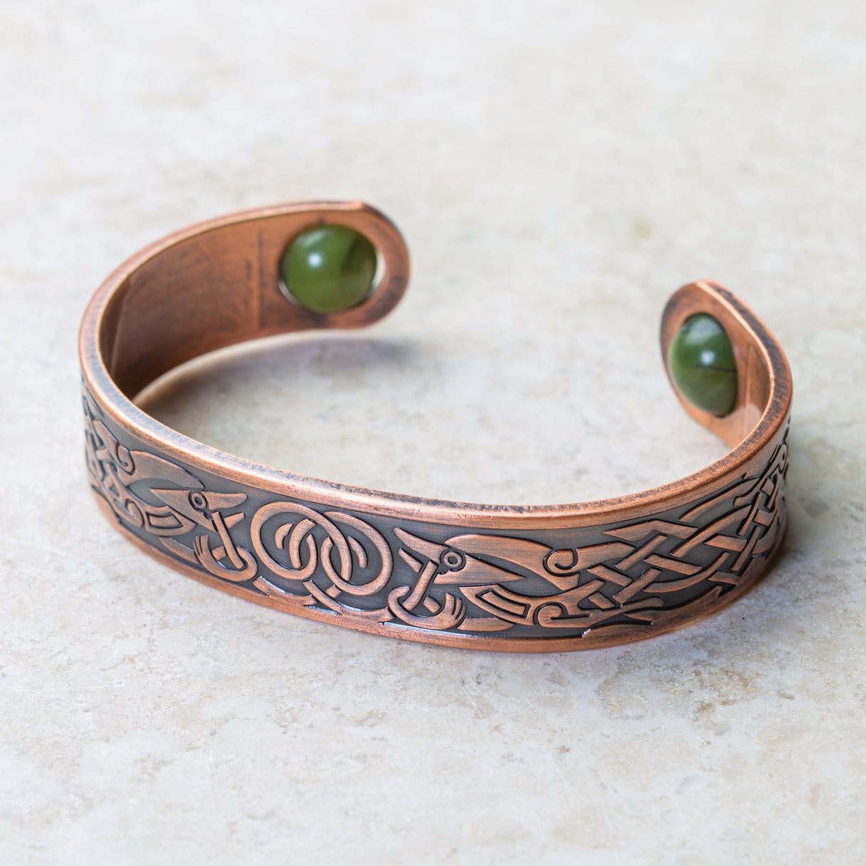Connemara Marble Celtic Knotwork Copper Bangle-Creative Irish gift