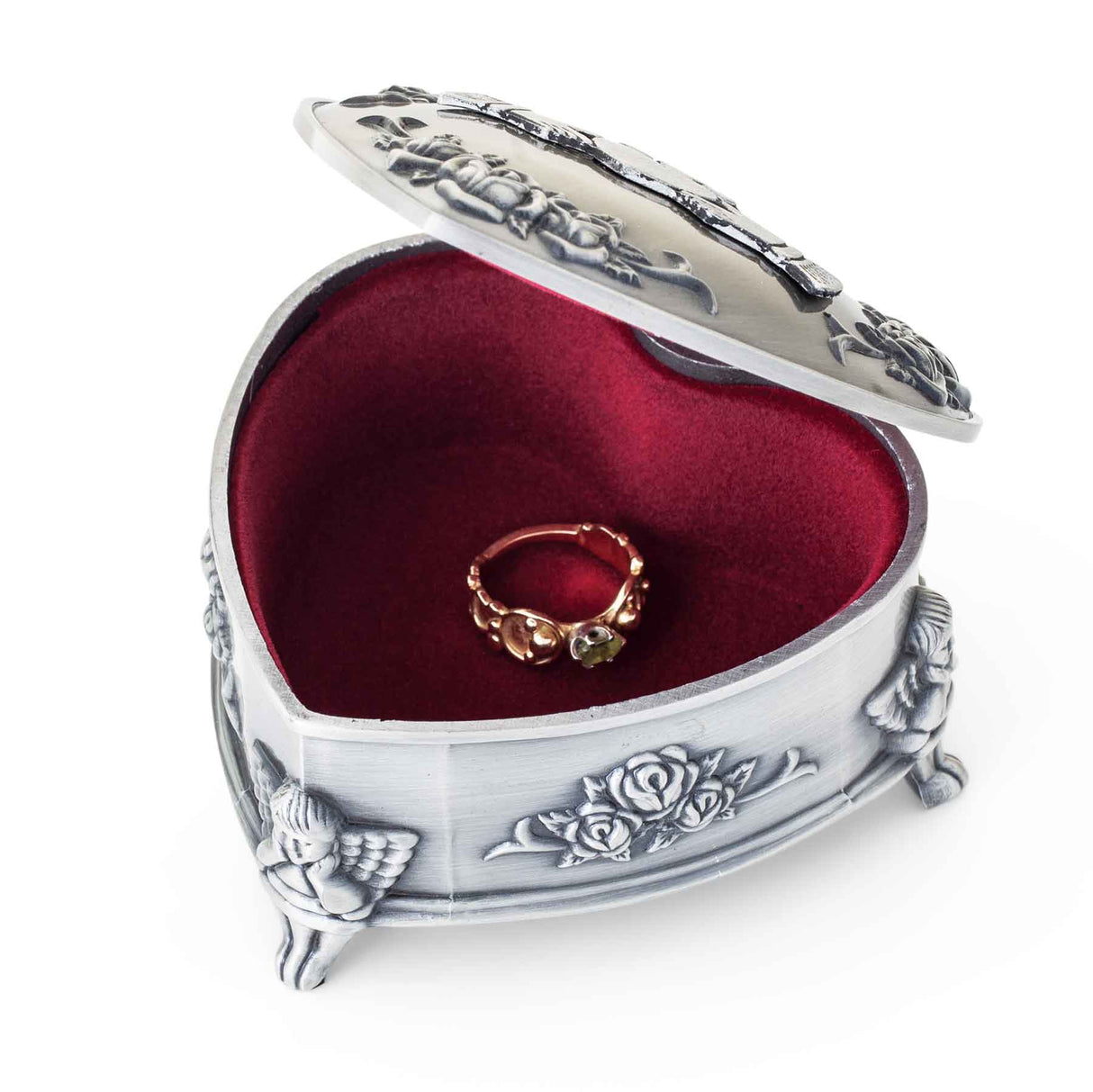 Heart Shaped Claddagh Pewter Jewelry Box - Creative Irish Gifts