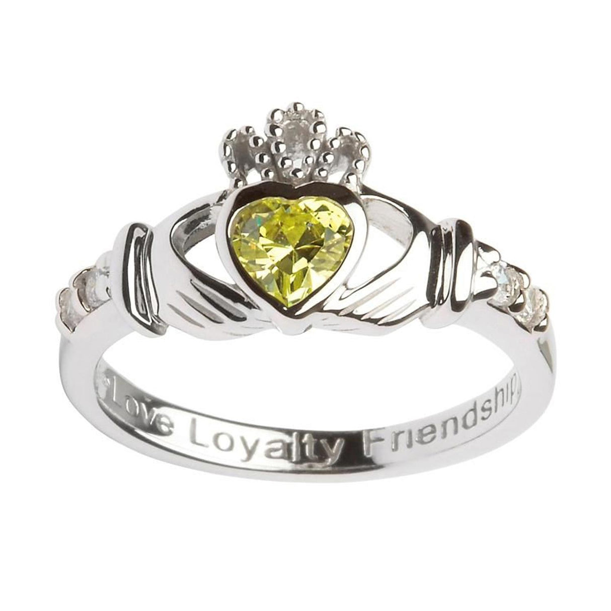 Irish Claddagh Ring - Sterling Silver with August Birthstone - Creative Irish Gifts