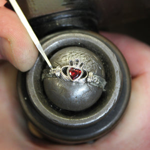 Irish Claddagh Ring - Sterling Silver with January Birthstone - Creative Irish Gifts