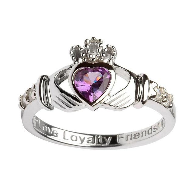 Irish Claddagh Ring - Sterling Silver with June Birthstone - Creative Irish Gifts