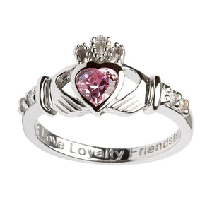 Irish Claddagh Ring-Sterling Silver with October Birthstone-Creative Irish gift