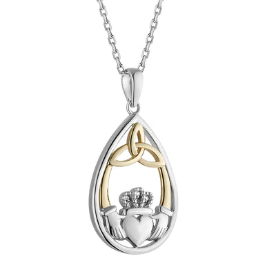 Teardrop Trinity and Claddagh Necklace - Creative Irish Gifts