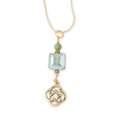 Connemara Necklace with Gold Celtic Knot - Creative Irish Gifts