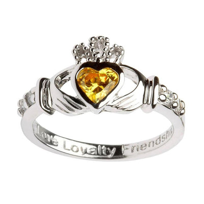 Irish Claddagh Ring - Sterling Silver with November Birthstone - Creative Irish Gifts