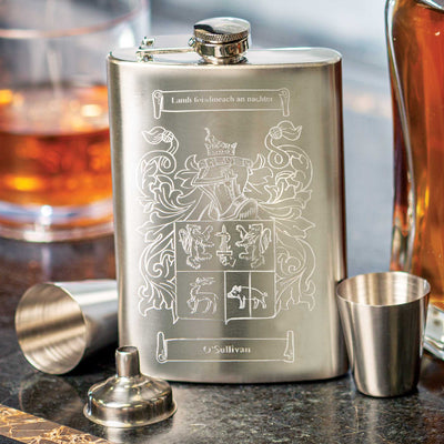 Coat of Arms Flask and Cups Gift Set - Creative Irish Gifts
