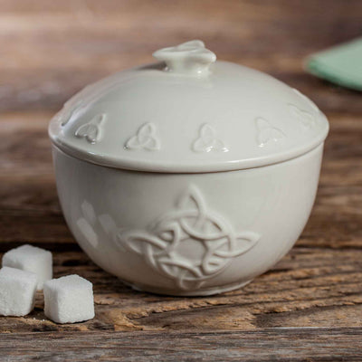 Belleek Trinity Knot Covered Sugar Dish - Creative Irish Gifts