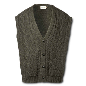 MM207-101 Aran Knit Vest- Charcoal - Creative Irish Gifts