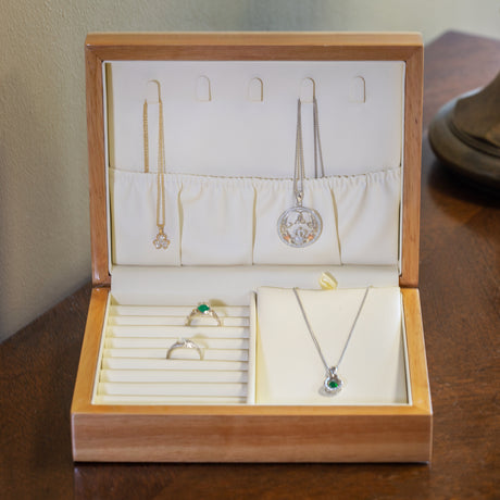 Connemara Marble and Oak Jewelry Box - Creative Irish Gifts