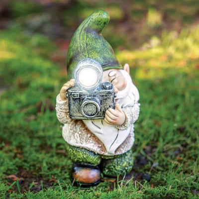 Gnome with Camera- Solar Garden Statue - Creative Irish Gifts