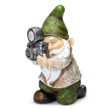 Gnome with Camera- Solar Garden Statue - Creative Irish Gifts