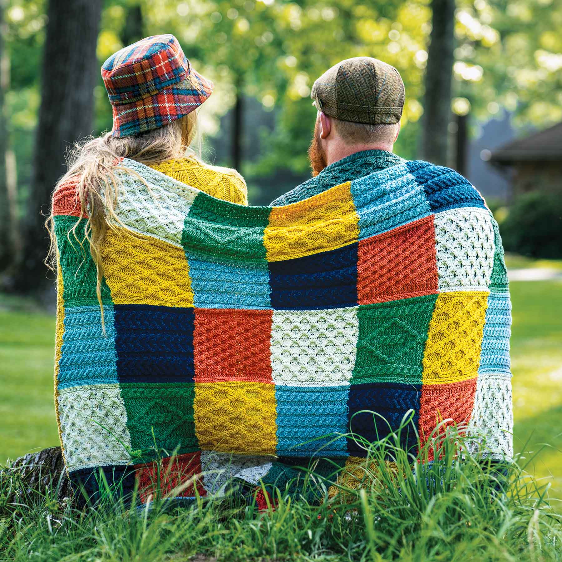 Aran Knit Patchwork Blanket Multi Color