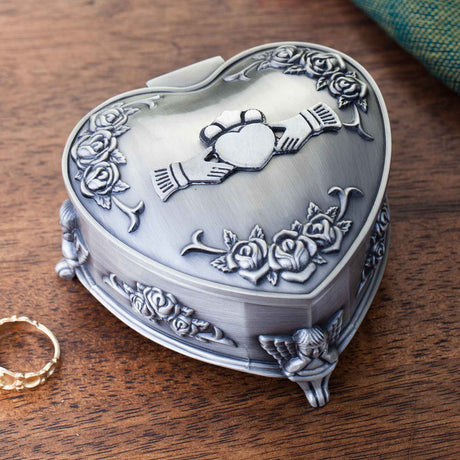 Heart Shaped Claddagh Pewter Jewelry Box - Creative Irish Gifts