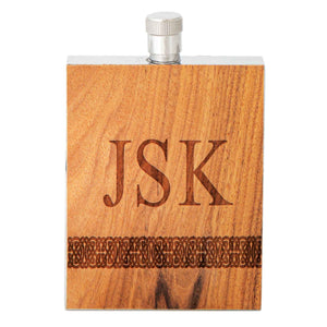Personalized Wood Grain Whiskey Flask - Creative Irish Gifts
