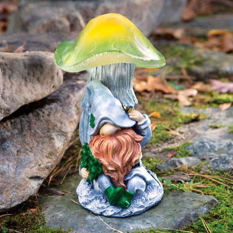 Leprechaun Gnome Under Mushroom- Solar Garden Statue - Creative Irish Gifts
