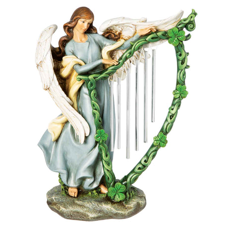Celtic Angel with Windchime Harp Garden Statue - Creative Irish Gifts