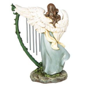 Celtic Angel with Windchime Harp Garden Statue - Creative Irish Gifts