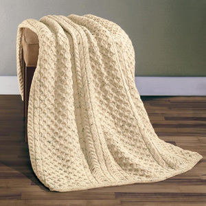 Aran Knit Wool Blanket - Creative Irish Gifts