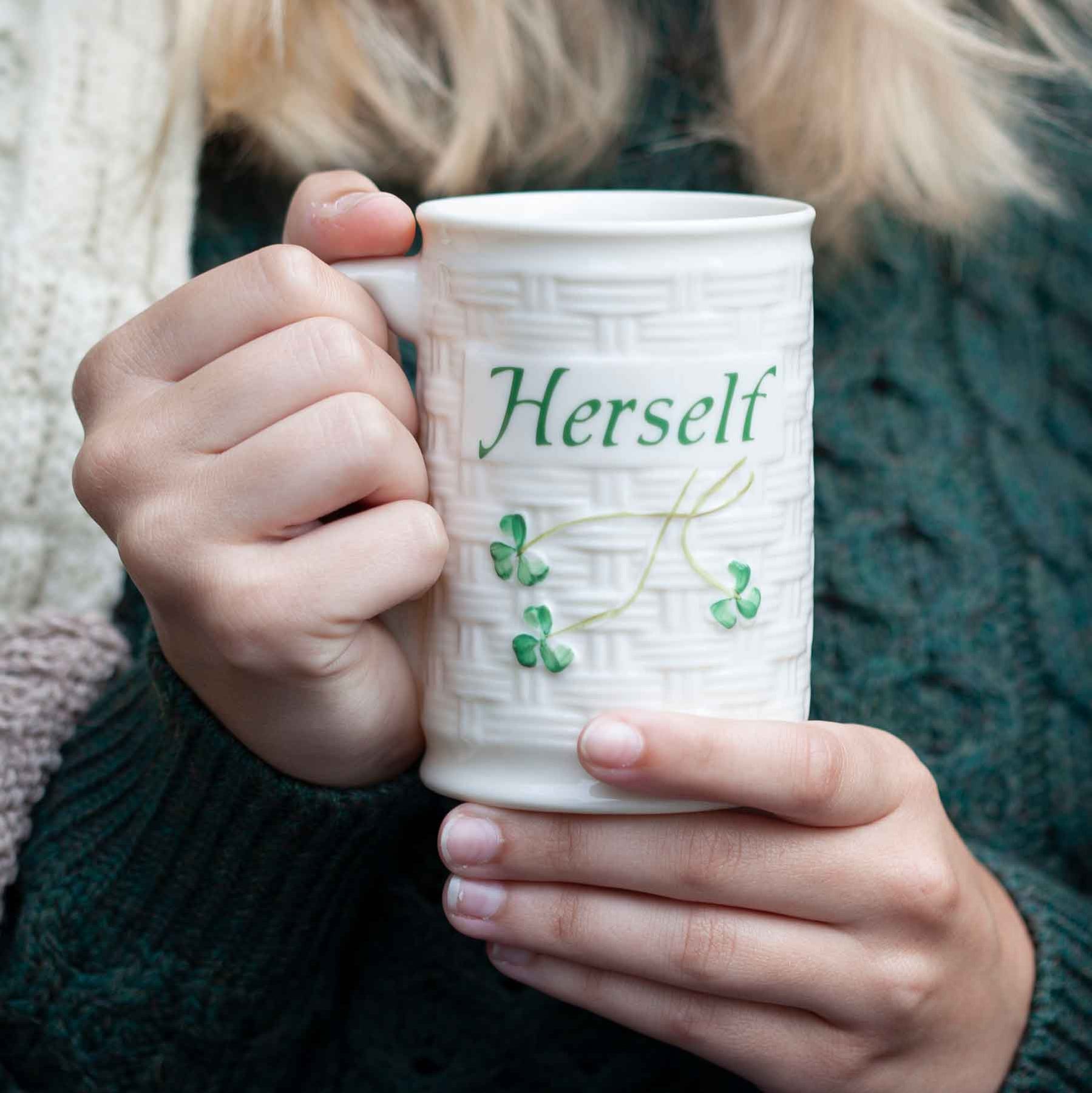 Himself & Herself Mugs with Hand Painted Shamrocks