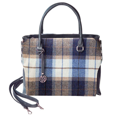 Blue Plaid Tweed Handbag - Creative Irish Gifts