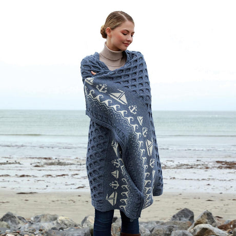 Sail Boat Knit Wool Blanket - Creative Irish Gifts