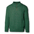Quarter Zip Irish Aran Knit Sweater- Green - Creative Irish Gifts