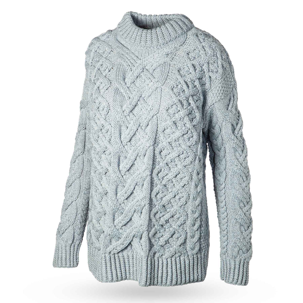 Oversized Aran Knit Sweater, Blue - Creative Irish Gifts