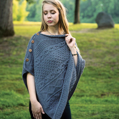 Patchwork Aran Knit Poncho - Creative Irish Gifts