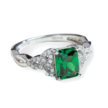 Green Crystal Celtic Trinity Ring - Creative Irish Gifts